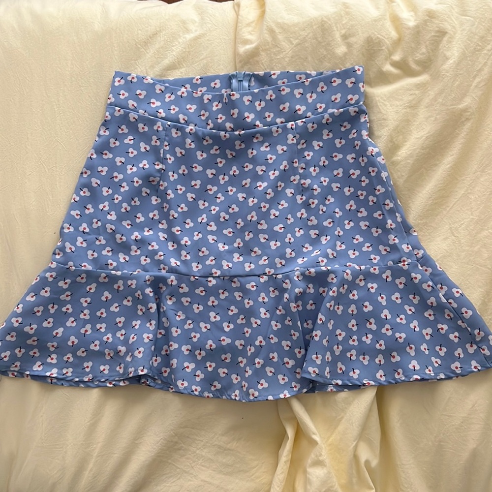 Altar’s State Blue Floral Mini Skirt